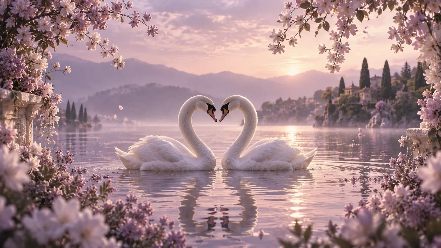 Amon & Sabina — the swans at dusk, from the invitation